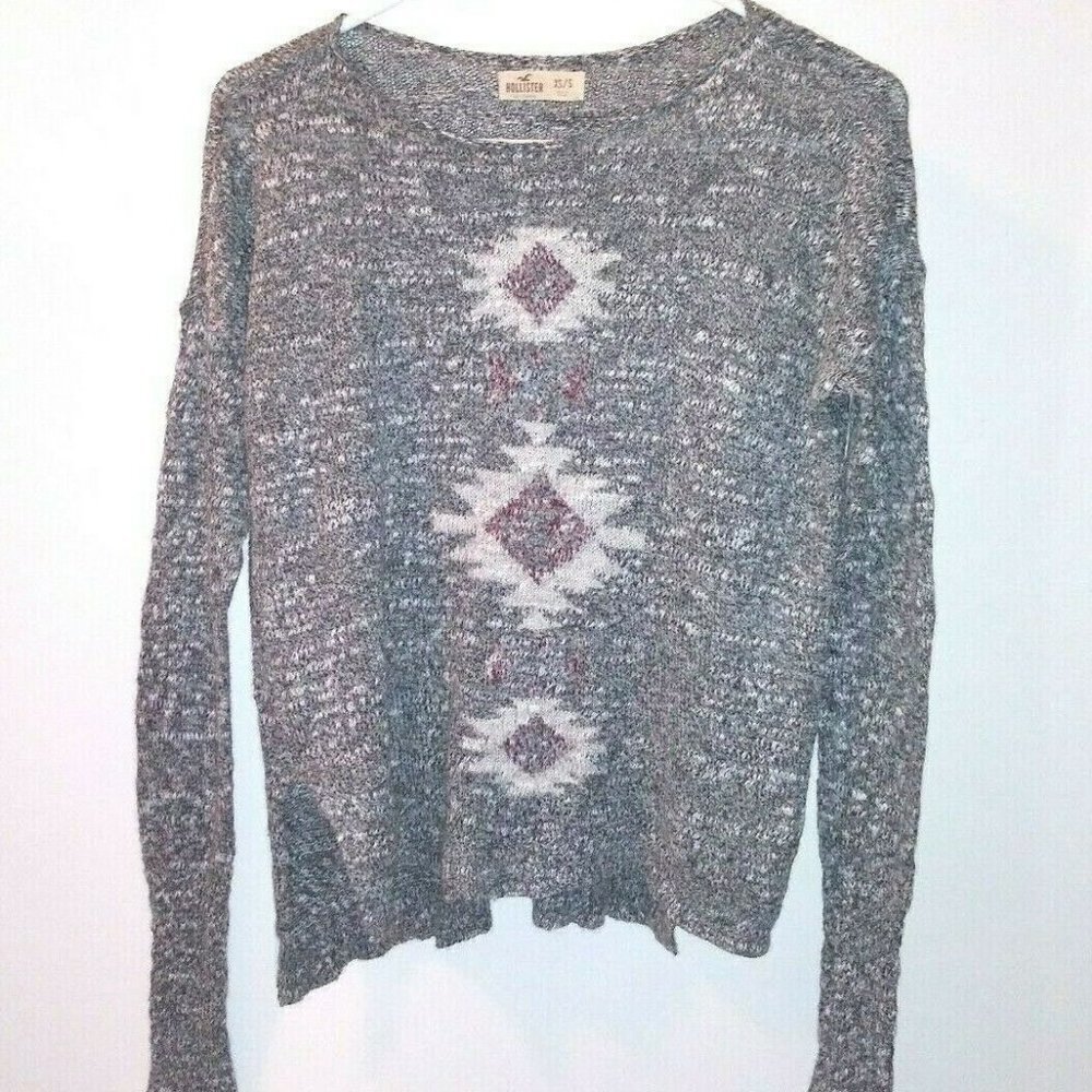 Hollister light brown pullover aztec/diamond desig